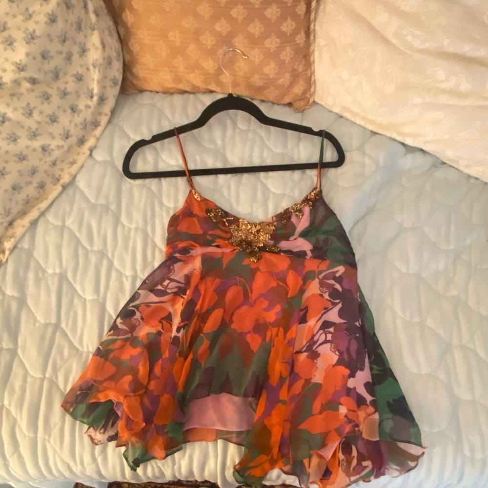 Bcbg multi color tank with sequins
